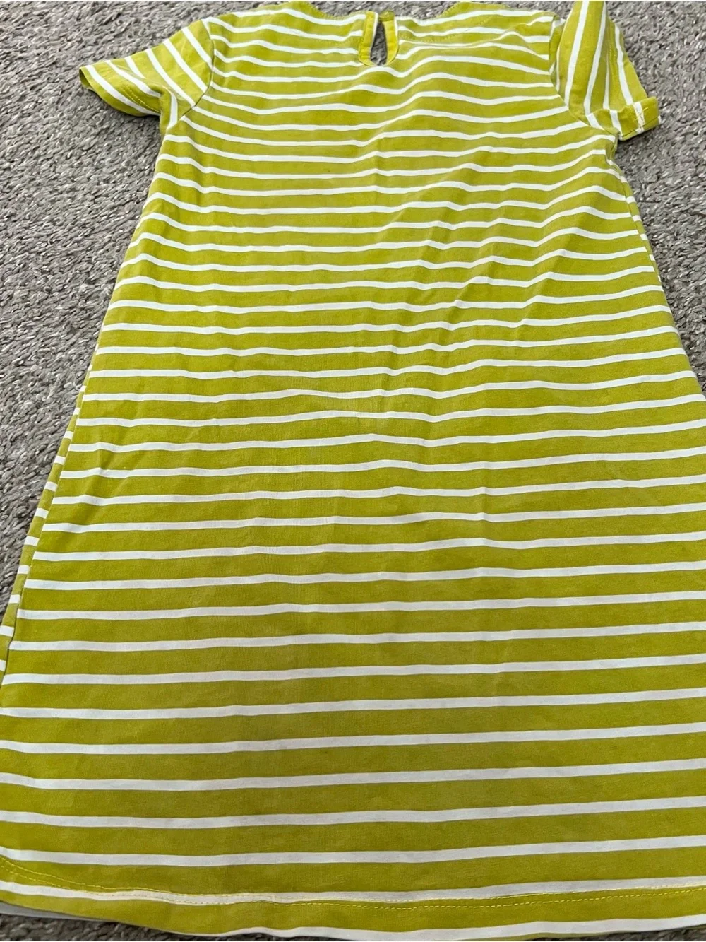 Kids Striped Lime Green & White Dress with Puppy Applique Size 7